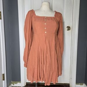 Orange Women's Short Flowly Dress, Long Sleeves, Size Medium. Wishlist Apparel